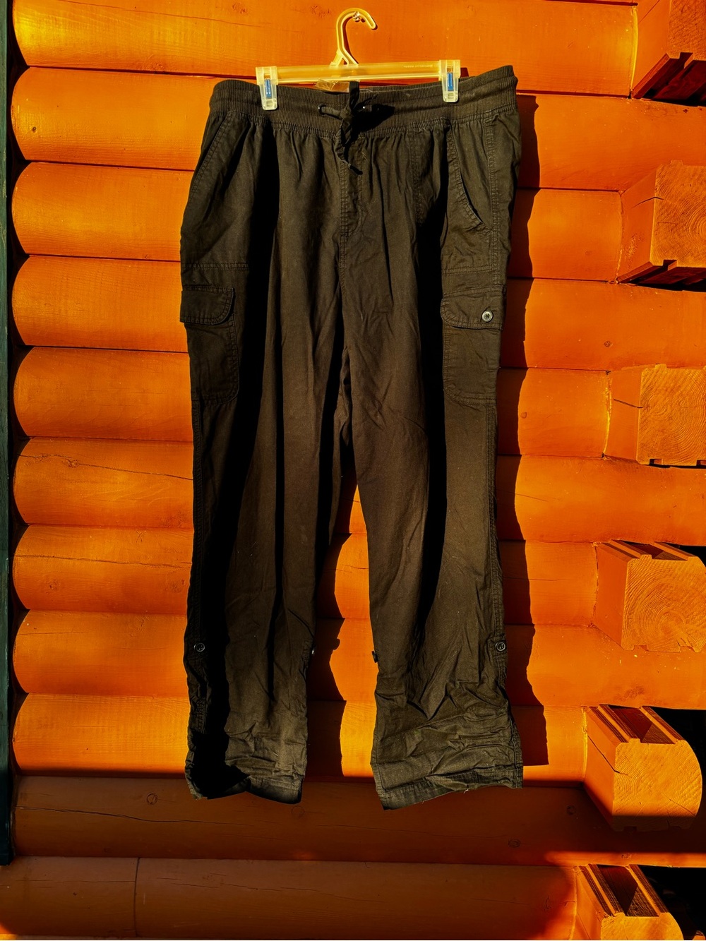 Woman Within Black Cargo Capris with Button Tab Hems - Picture 2 of 4